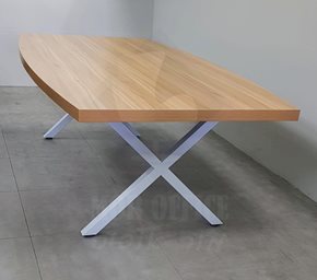 שולחן-ישיבות-אובלי-אלון-רגל-איקס-לבן